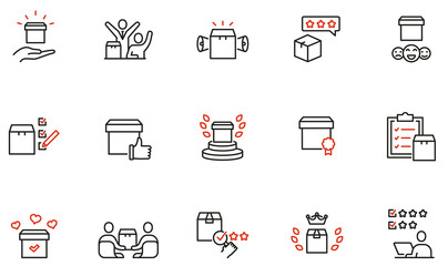 Vector set of linear icons related to Customer Review, Expert Opinion and User Report. Mono line pictograms and infographics design elements - part 2