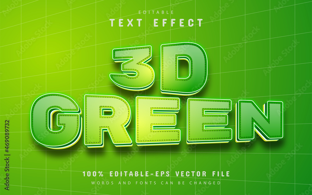 Wall mural Green 3d text effect editable