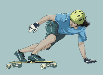 Longboarding athlete pictures, extreme sport, art.illustration, vector