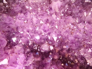Close-up of natural amethyst crystals