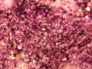 Close-up of natural amethyst crystals