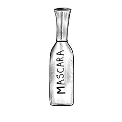 Vector hand drawn sketch of a tube of female mascara
