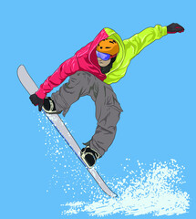 Snowboarding athlete pictures, exterme sport, art.illustration, vector