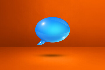 Blue speech bubble on orange background