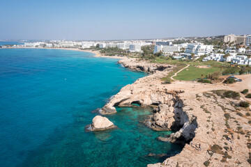 Summer seacape with bridge of love in Ayia Napa, Cyprus.