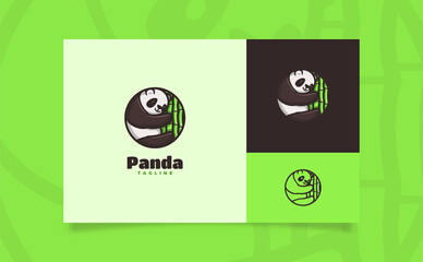 Cute panda cartoon logo illustration circle