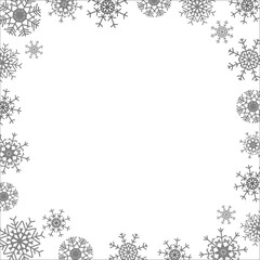 Obraz premium Silver snowflakes Christmas holidays winter decorative banner frame. 