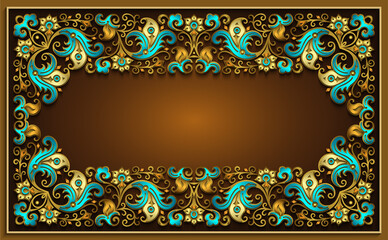Abstract vector ornamental nature color vintage frame.