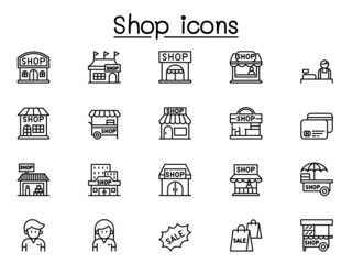 Shop icons set in thin line style