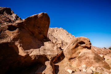 Egypt, view of Mount Moses on a bright sunny day. South Sinai, Egypt