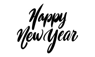 Happy New Year hand lettering congratulate inscription, Christmas greeting card, calligraphy vector illustration