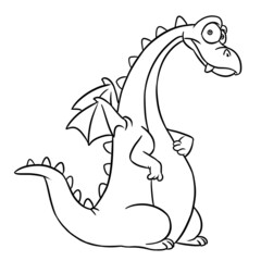 Character fabulous green dragon looking surprise illustration cartoon coloring
