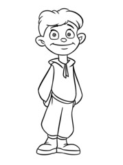 Teen boy looking smile character illustration cartoon coloring