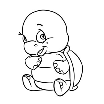 Little turtle kid character illustration cartoon coloring