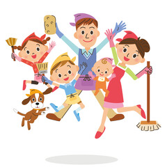 大掃除　元気　家族　衛生
