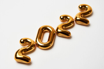 Happy New Year 2022 text number on white