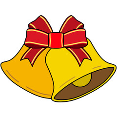 クリスマスのベルのイラスト（アウトラインあり）