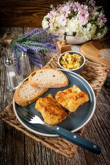 Pieces of fried cod fillet.