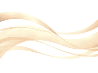 ベージュの帯状のウェーブ中央背景素材イラスト手描き水彩風