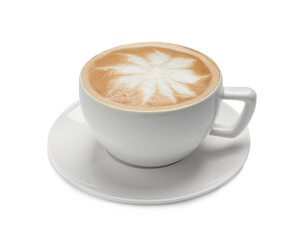 Cup of hot coffee isolated on white