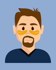 Adult male with patches under the eyes. Personal care, facial care, cosmetic procedure, at a beauty doctor