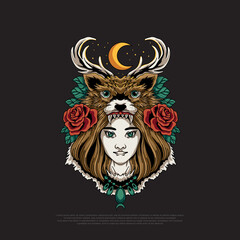 wolf queen vector illustration design