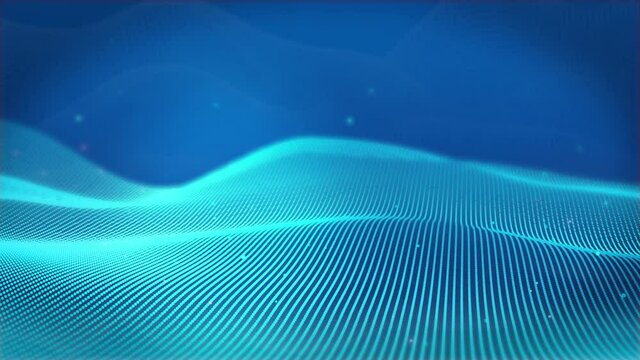 Abstract digital landscape with a field of electronic particles. The concept of cyber, digital, parallel worlds and artificial intelligence.