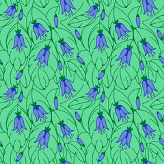 Seamless floral background with bells.