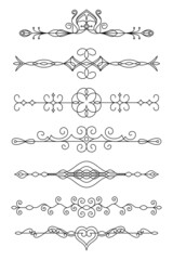 Design elements for the frames, dividers, isolated on white. Vector set.