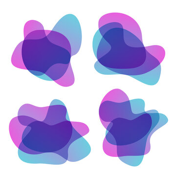 Blur free form shapes color gradient collection. Fluid organic colorful design elements. Abstract flux with soft transition effect, jpeg illustration