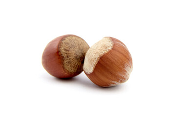 Whole hazelnuts isolated on white