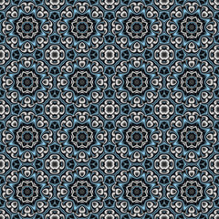 Endless seamless repeating abstract background with floral ornament in purple shades on a dark basis.