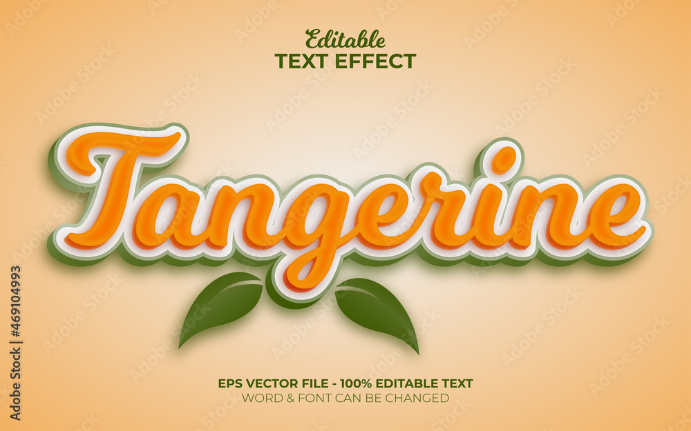 Poster tangerine text effect style. editable text effect.