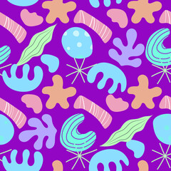 seamless vector textile pattern design, textile fabric print,, ornaments and decoration. texture cartoon abstract art, repetitive sea and geometric style