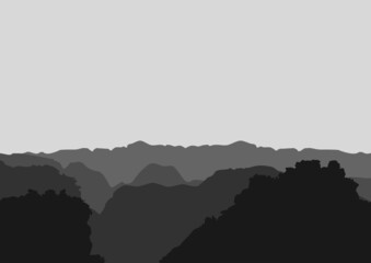 silhouette of landscape with mountines