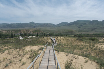 wooden road in the mountains