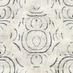 Seamless gray and cream grungy damask pattern for surface design and print. High quality illustration. Intricate luxurious hip sensual trendy romantic design for interior design, fabric, or textile.