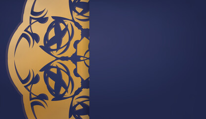 Baner of dark blue color with mandala gold ornament for design under your text