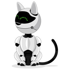 Funny robot cat on a white background. Vector illustration.