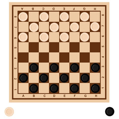 Checkers game. Vector illustration on the theme of games and entertainment. - obrazy, fototapety, plakaty
