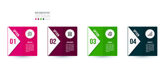 Business infographic  template with step or option design.
