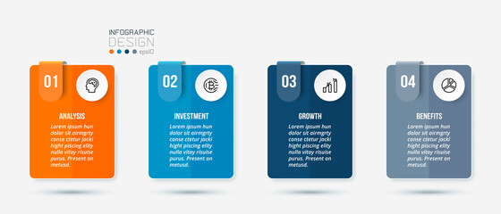 Business infographic  template with step or option design.
