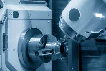 The hi-precision automotive manufacturing process by multi-axis CNC milling machine.
