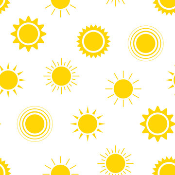Sun seamless pattern. Solar energy. Heat rays. Vector illustration