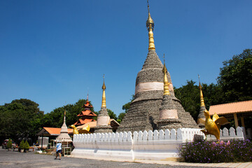 Wat Chedi Hoi or stupa gigantic fossilised oyster shells aged millions of years temple for thai...