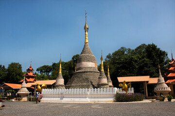 Wat Chedi Hoi or stupa gigantic fossilised oyster shells aged millions of years temple for thai...