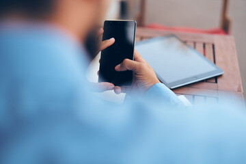 Notepad laptop work in a cafe outdoors
