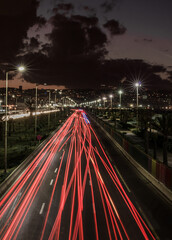 Highway view at night in Algiers city capital of Algeria long exposure shot