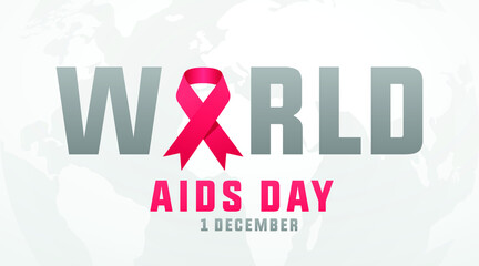 world aids day 1 december  awareness concept, sign, banner, cover, social media template with red HIV awareness ribbon on an abstract background 