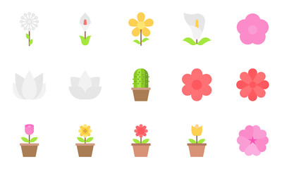 flower icons vector illustrator, floral, rose, cactus